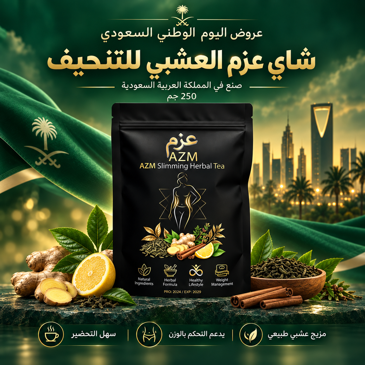 شاي عزم العشبي للتنحيف الفعال
